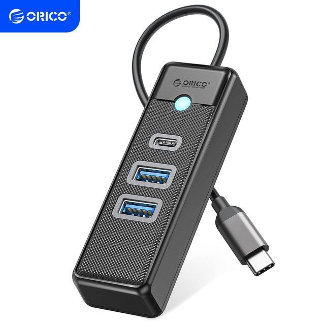 ORICO USB-C Hub mit 2 Anschlüssen: 1x USB-C und 1x USB 3.0 OTG-Adapter mit 5Gbps Hochgeschwindigkeit für PC, Computer und Macbook Pro in Schwarz oder Blau - Bild 1