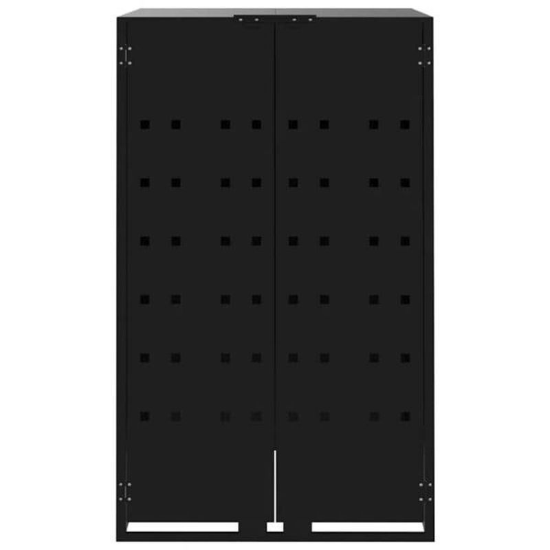 vidaXL Mülltonnenbox für 4 Tonnen aus Stahl in Schwarz matt, B/T/H: 276 x 79 x 117 cm - Bild 4
