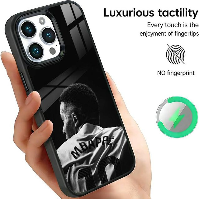 Handyhülle Kylian Mbappé Fußballstar für iPhone 11 bis iPhone 17 Pro Max mit magnetischem kabellosem Laden, Schwarz - Bild 1