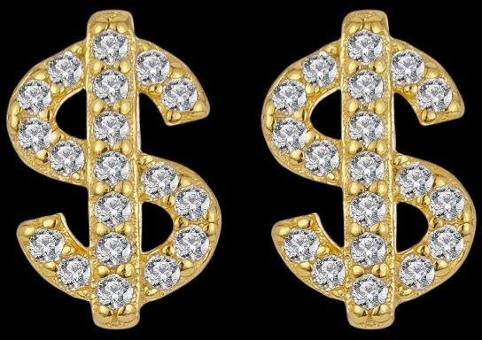 ZAKOL Ohrstecker Dollar Form, Zinklegierung, Gold, Zirkonia, Unisex - Bild 1