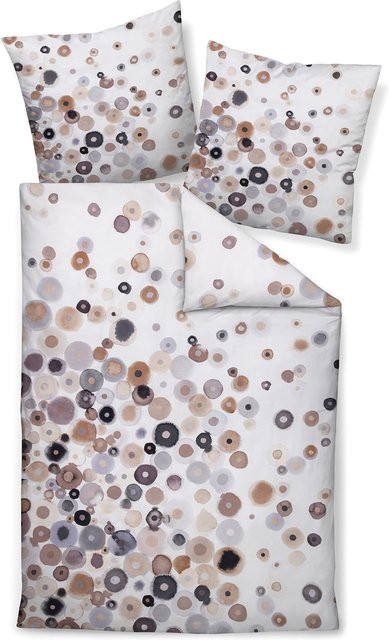 JANINE Modern Art S Unisex Bettwäsche aus Mako-Satin, 2-teilig, Graphic Design, Weiß-Braun-Mehrfarbig, B: 135 cm, L: 200 cm - Bild 1