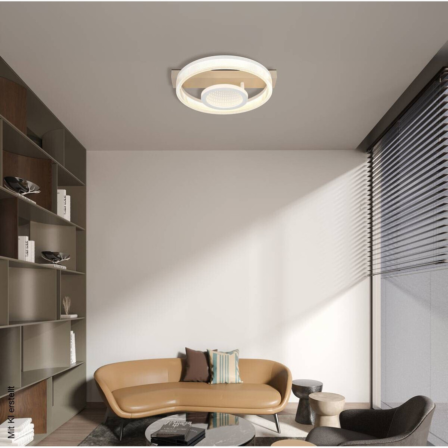 Globo Lighting Deckenleuchte Marlenne modern in Weiß, Transparent und Beige aus Metall und Kunststoff, B/H/T: 33 x 18 x 36 cm - Bild 3