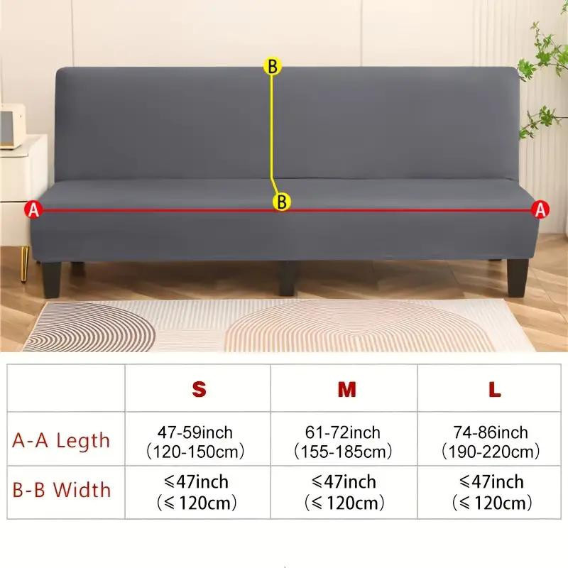 Elastischer Sofabettbezug für armlose Couches, unifarbene Tagesdecke aus Polyester, rutschfest und abnehmbar, Größe S - Bild 3