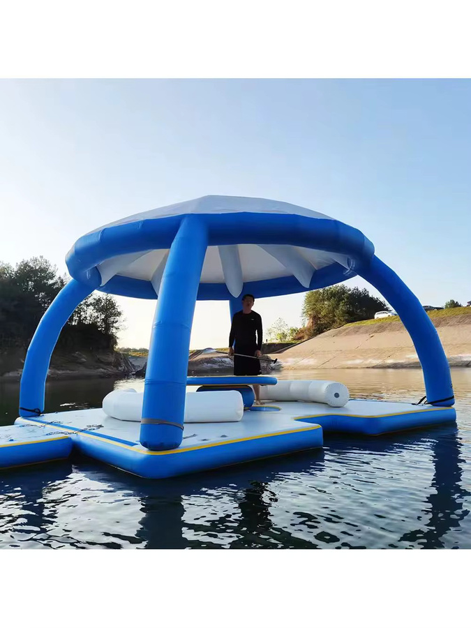 Aufblasbare Schwimminsel YTYIN als Floß, Yacht-Anlegestelle und Party-Zelt in Blau - Bild 3