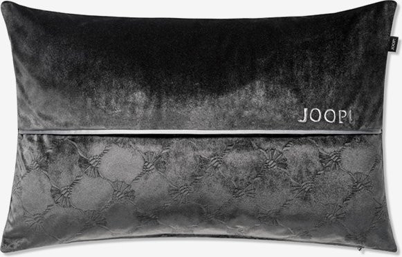 Joop Kissenhülle Scene in Anthrazit mit grafischem Design aus Samt und Polyester - Bild 1