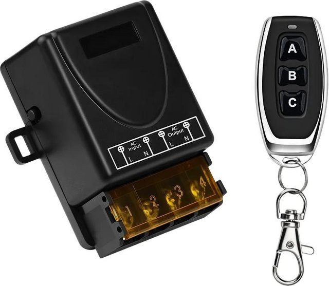 Meiteai-Car&Motor Universalschalter mit Fernbedienung 433MHz Kabelloser Ein/Aus-Sender für Licht und Wasserpumpe, AC 220V 30A, Schwarz - Bild 1