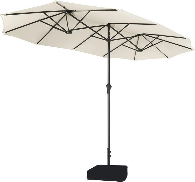 Sekey Doppelsonnenschirm mit Ständer in Creme/Beige, B: 400 cm, H: 220 cm - Bild 1