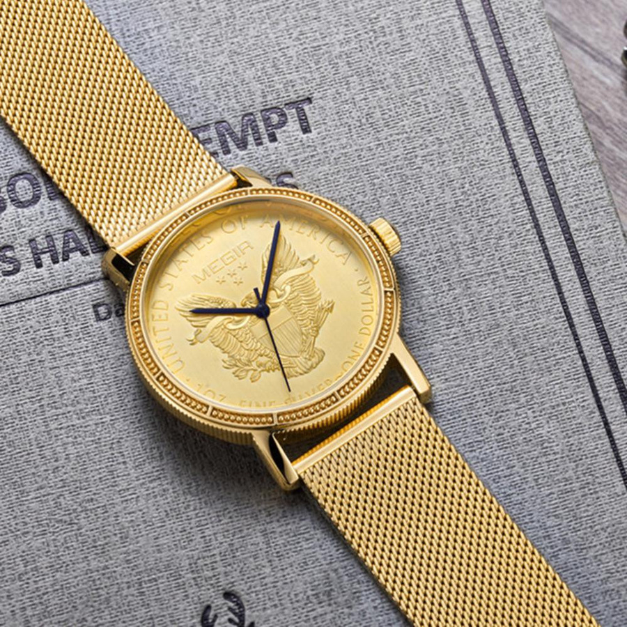 MEGIR Armbanduhr Quarz, Gold, Zinklegierung, Milanaise, Herren - Bild 2