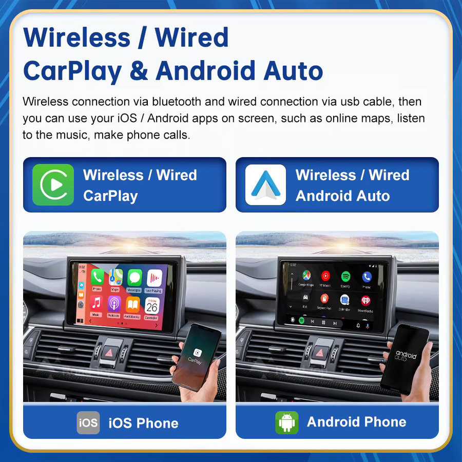 Road Top Wireless Android Auto und Apple CarPlay Interface für Audi A6 A7 RMC 3G MMI MHI2 2012-2018 in Schwarz - Bild 3