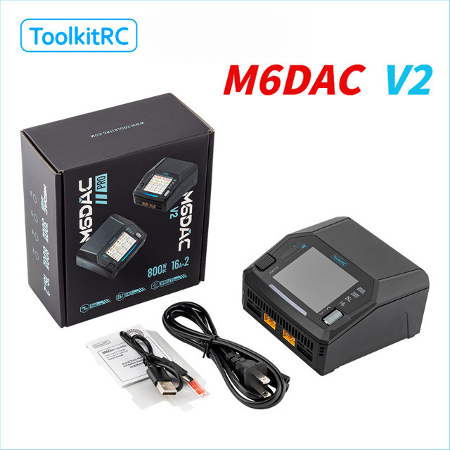 ToolkitRC M6DAC V2 RC Auto 7,4V Lipo Akku-Ladegerät, Zweikanaliges PD65W Schnell-Ladegerät für 1-6S LiHV RC Racing Drohnen-Akkus - Bild 1