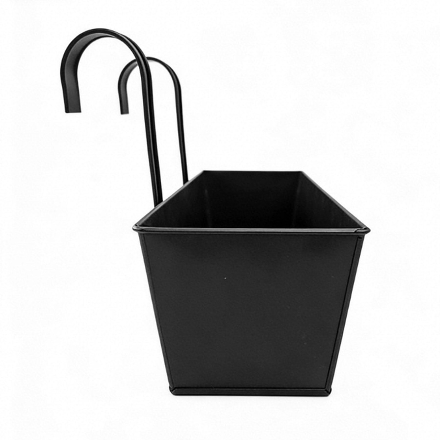 Fishine Balkonkästen aus Metall mit Haken und Drainagelöchern, 2er-Set, Schwarz, Größe L - Bild 3