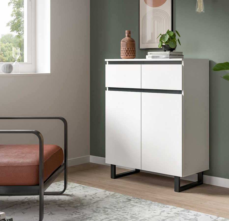 Kommode Gelia von Inn.Furn in Weiß und Schwarz mit Soft-Close-Schubladen, B/H: 80 x 99 cm - Bild 5