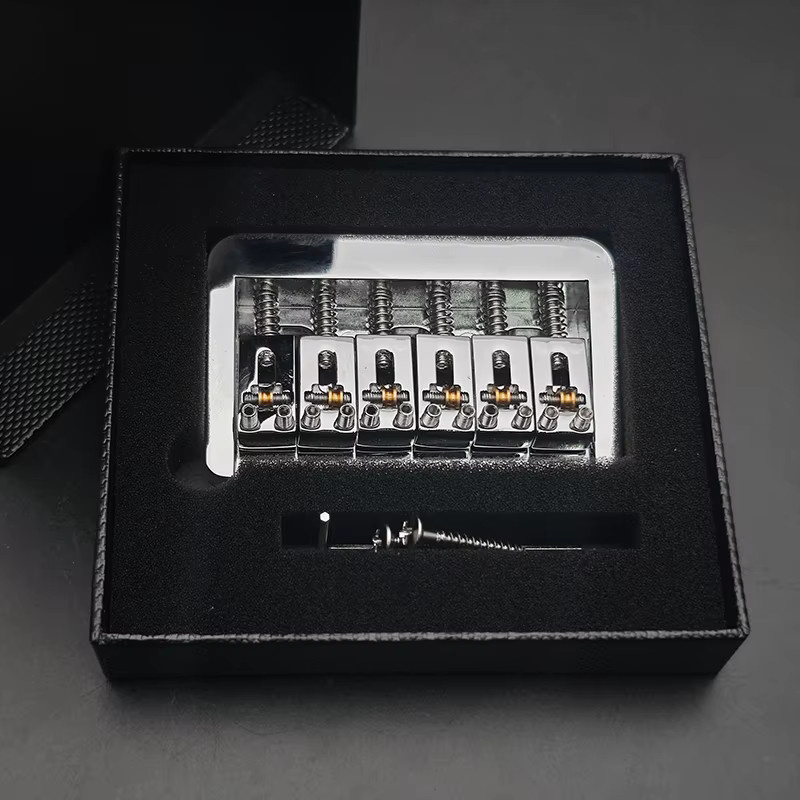 MAXCHEER 6-saitige Rollen-Sattelbrücke für Gitarren, feste Heckbrücke mit Saitenkörper durch Saitenraum, B/T: 74 x 45 mm, Farben: Schwarz, Gold oder Chrom - Bild 4
