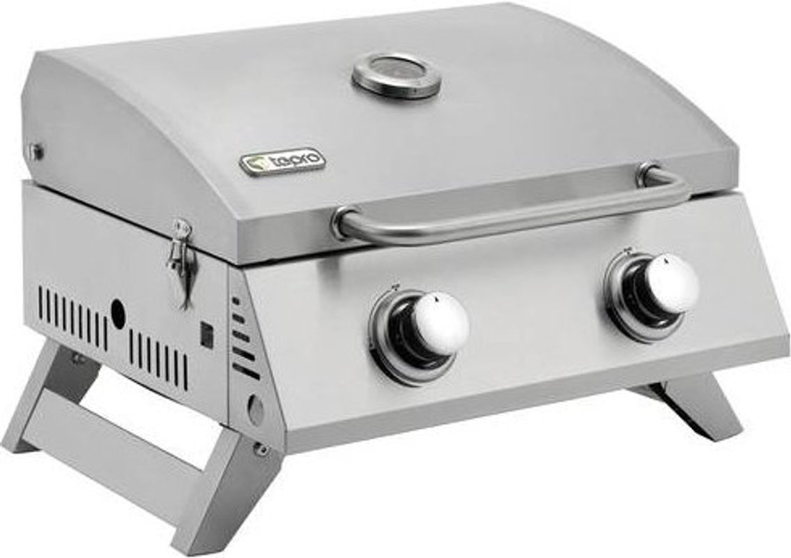 Tepro Tischgasgrill Chicago in Edelstahl und Schwarz mit 2 Brennern und Thermometer - Bild 2