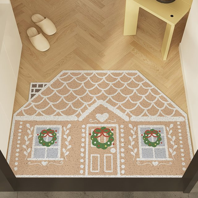 VIKAMA Weihnachtsbodenmatte im Lebkuchenhaus-Design, bunte Dekomatte für Foyer und Eingangsbereich, B/B/H: 60 x 40 x 1 cm - Bild 1