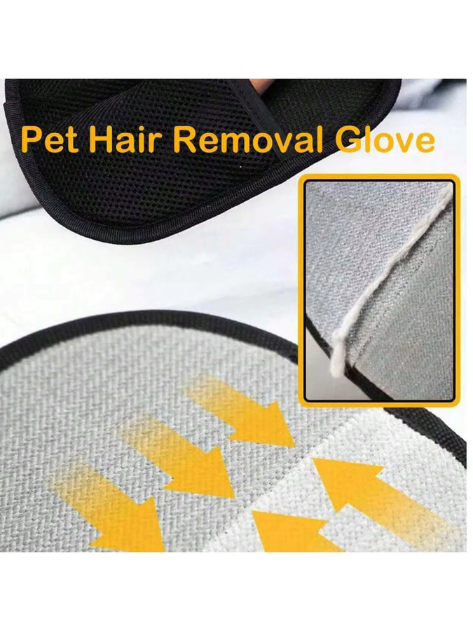 2-teiliges Set Tierhaarentferner-Handschuhe und beidseitige Fußrolle in Grau zur Entfernung von Tierhaaren auf Teppichen und Bettwäsche - Bild 3