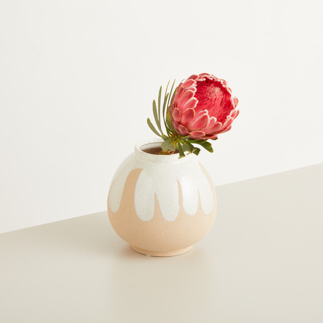 Keramik Vase BLUME2000 in Sand und Beige für den Tisch, Höhe: 18,5 cm - Bild 1
