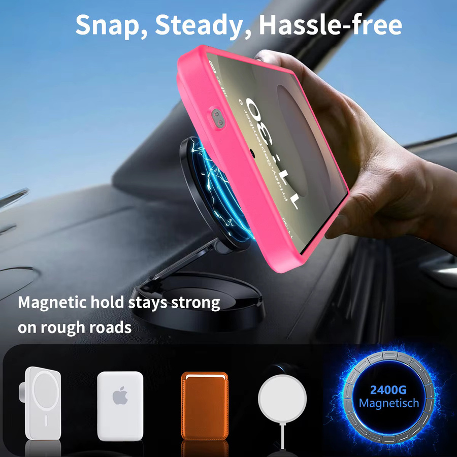 Stoßfeste magnetische Handyhülle für Samsung S26 Ultra S25 S24 Edge S23 Plus FE mit klappbarem Ständer und Unterstützung für kabelloses Laden in Blau oder Pink - Bild 6