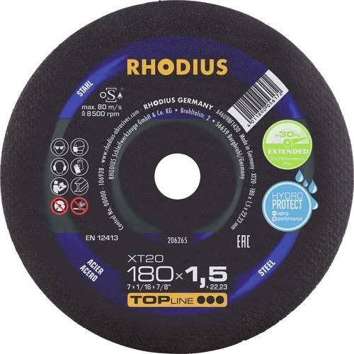 Rhodius TOPline XT20 Extradünne Trennscheibe für Metall, Durchmesser: 180 mm, Farbe: Schwarz - Bild 1