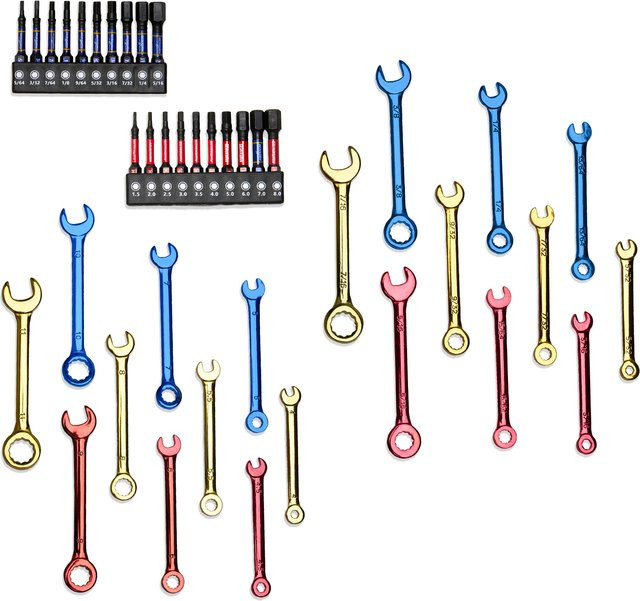 Geinxurn Mini-Schraubenschlüssel und Sechskantschraubendreher-Bit-Set in Multicolour mit Metrisch/SAE S2 Bits für Heimreparaturen - Bild 1
