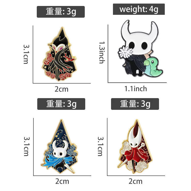 MINISO 4-teiliges Set Hollow Knight Emaille-Pins, Broschen, Bunt - Bild 2