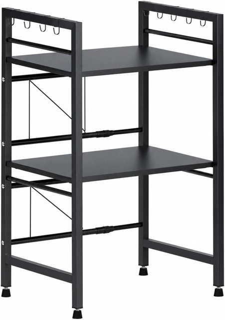DELUKE Mikrowellenregal ASTRID Küchenregal aus Metall, 3-stufig, Schwarz, B: 40,5 cm, T: 36 cm, H: 78 cm - Bild 1