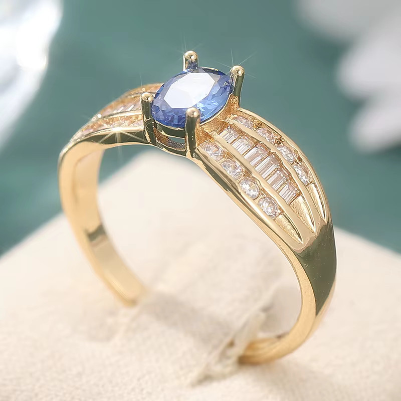 YoYo Ring, vergoldet, blauer Zirkonia, Damen - Bild 2