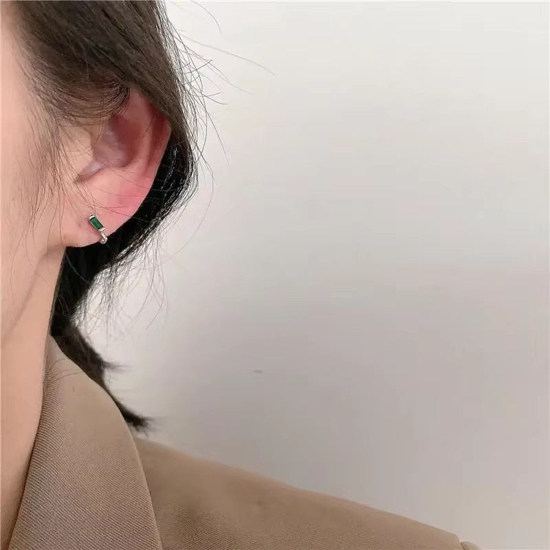 REETI Creolen 925 Sterling Silber, Quadratisch, Grün, Damen - Bild 2