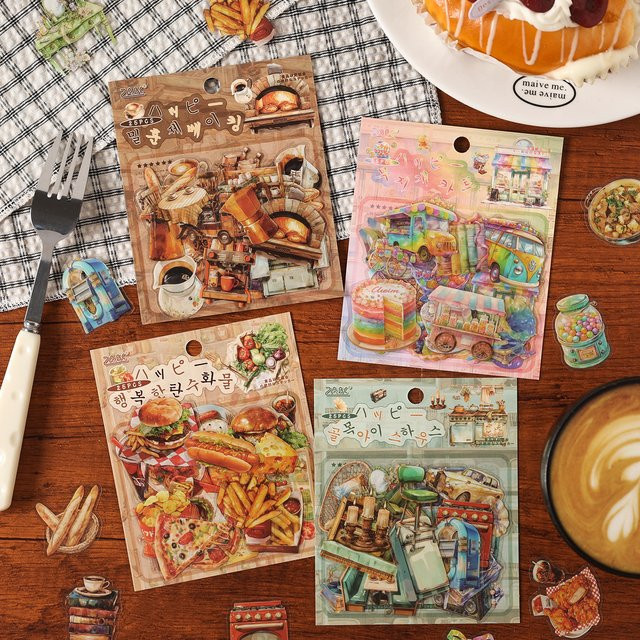 JIANQI Lebensmittel Aufkleber Set für Junk Journal und Scrapbooking, 25 Stück, Mehrfarbig - Bild 1