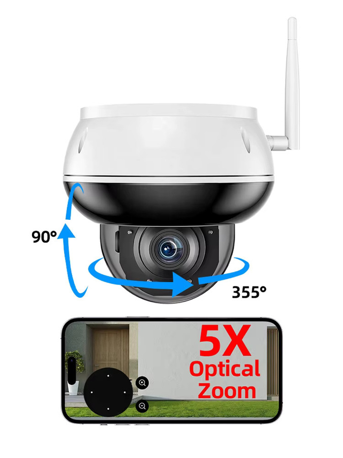 REHENTINT Tuya WiFi POE Onvif PTZ Outdoor Überwachungskamera mit 5MP Auflösung, 5X optischem Zoom, Motion Tracking und IR Audio in Weiß - Bild 7