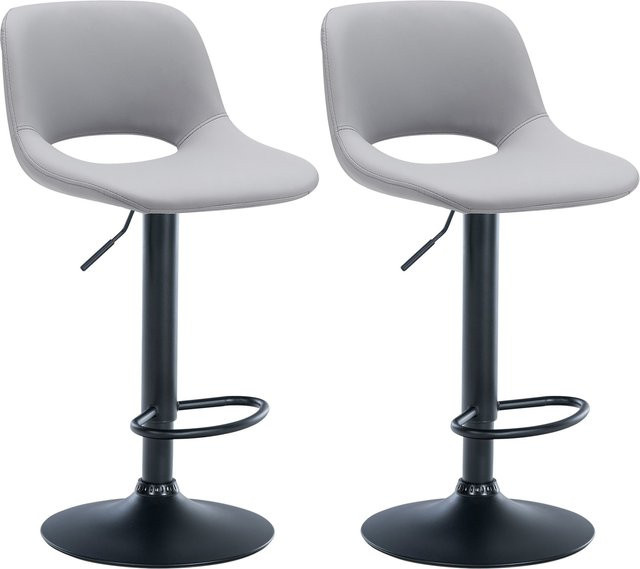 CLP 2er Set Barhocker Camden modern in Grau mit Kunstleder-Bezug - Bild 1