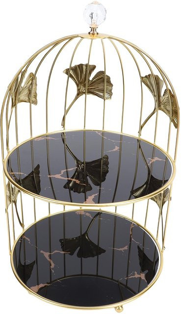 Aimo Mehrzweck-Präsentationsständer in Vogelkäfig-Form, 2-stöckiger Cupcake-Kuchenständer und Schmuck-Aufbewahrungsregal, Gold - Bild 1