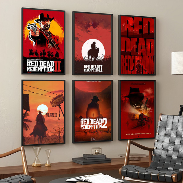 Red Dead Redemption 2 Wandaufkleber und Poster aus wasserfestem Papier in Rot - Bild 1