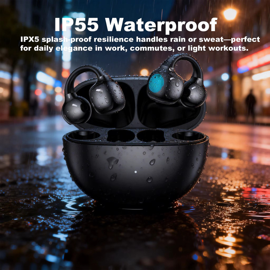 UYUXIO Clip-On Open-Ear Ohrhörer mit Bluetooth 5.4, Schwarz, 72 Stunden Akkulaufzeit - Bild 4