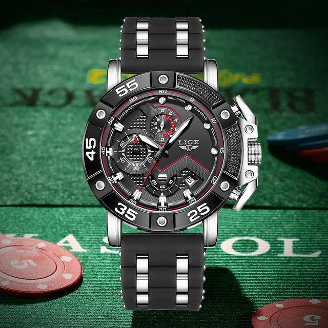 LIGE Armbanduhr Quarz, Edelstahl, Schwarz, Herren, Analoguhr - Bild 1