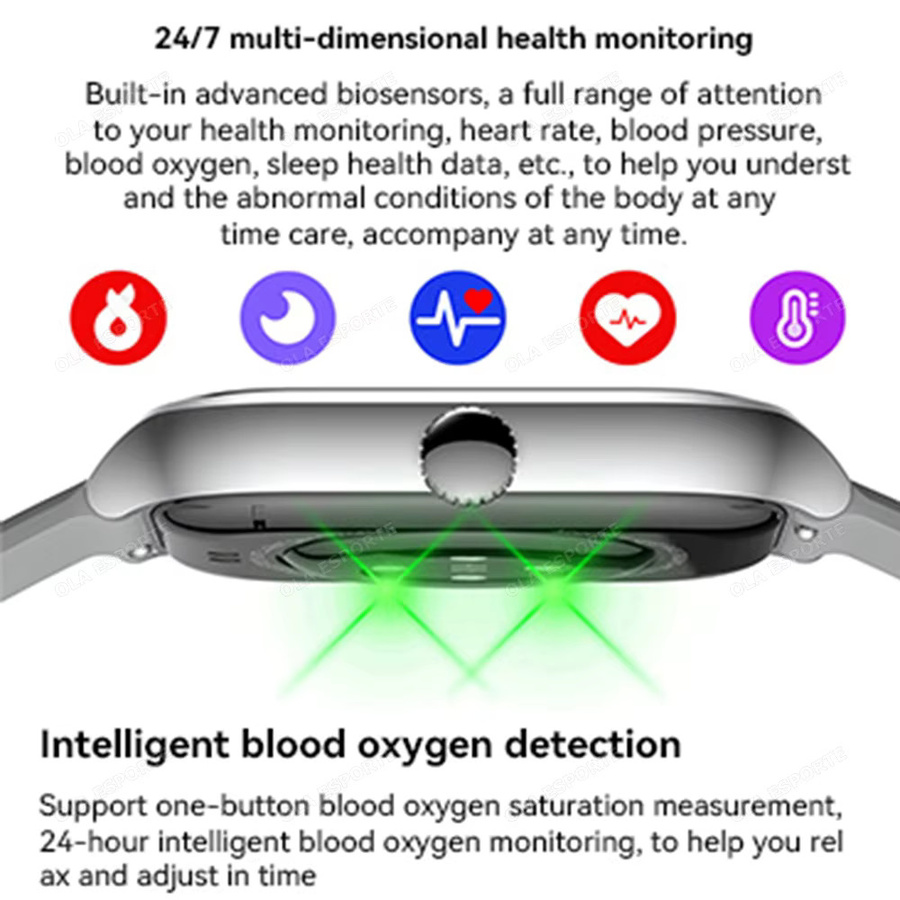 Ola Esporte H9 Pro Max 2026 Smartwatch in Schwarz mit 2,01 Zoll Display, Anruffunktion, Herzfrequenz-, Blutsauerstoff- und Schlafüberwachung - Bild 4