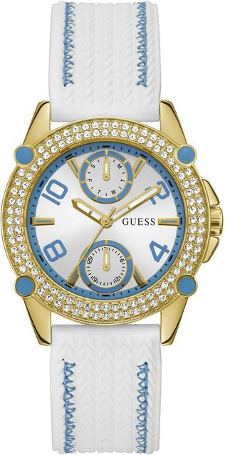 Guess Damenuhr, Quarz, Edelstahl, Silber, 38 mm, Silikon - Bild 1