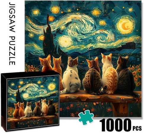 bilibili Puzzle, Sternenhimmel-Motiv, farbige Katzenkunst, 500 Teile