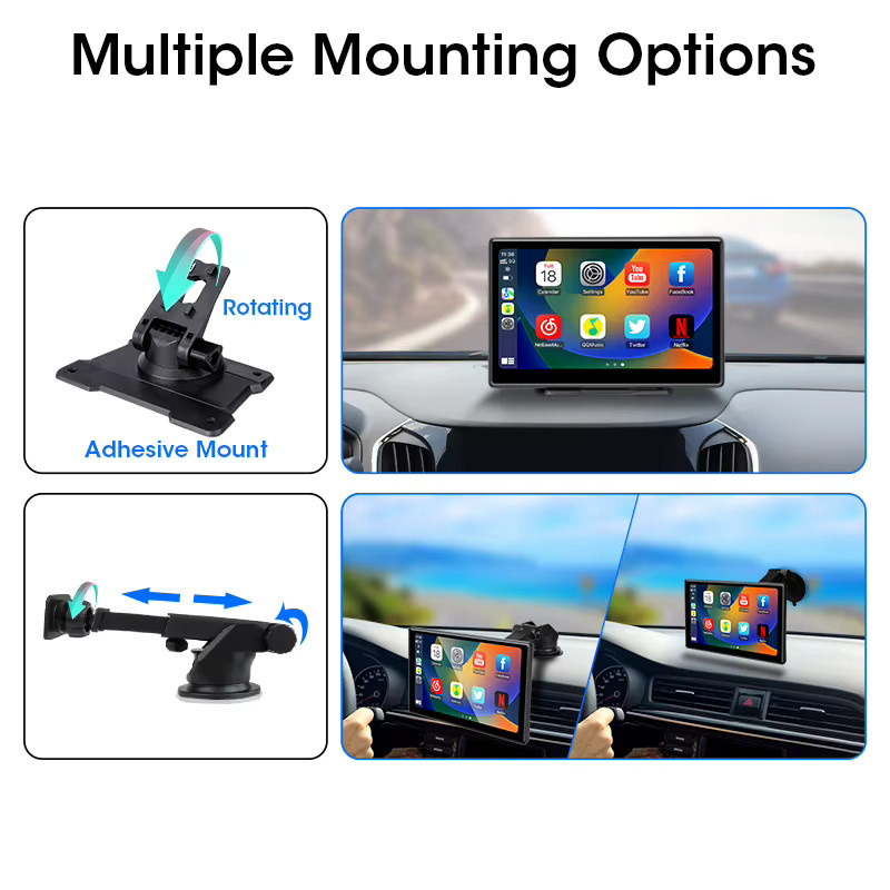 JMCQ 10 Zoll Dashcam mit 4K UHD Video Recorder, Wireless CarPlay und Android Auto, Bluetooth, GPS und Navigation in Schwarz - Bild 6
