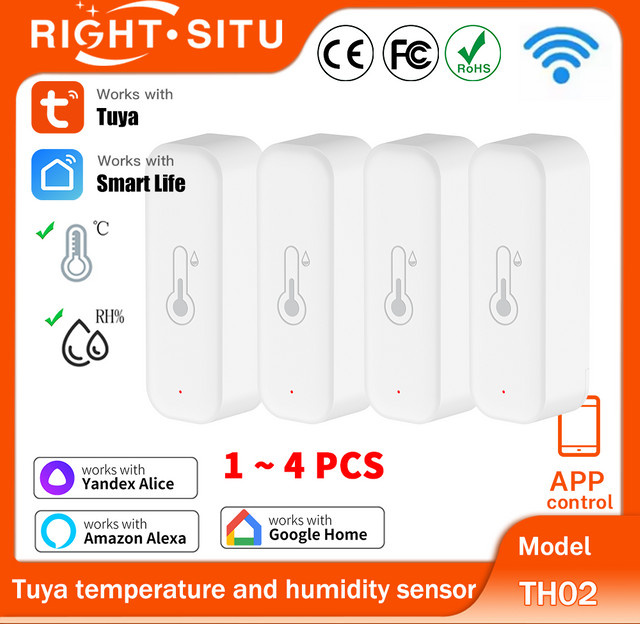 Tuya WiFi Temperatur und Feuchtigkeit Sensor mit App-Fernsteuerung für Smart Home, kompatibel mit SmartLife, Yandex und Alexa, Weiß - Bild 1
