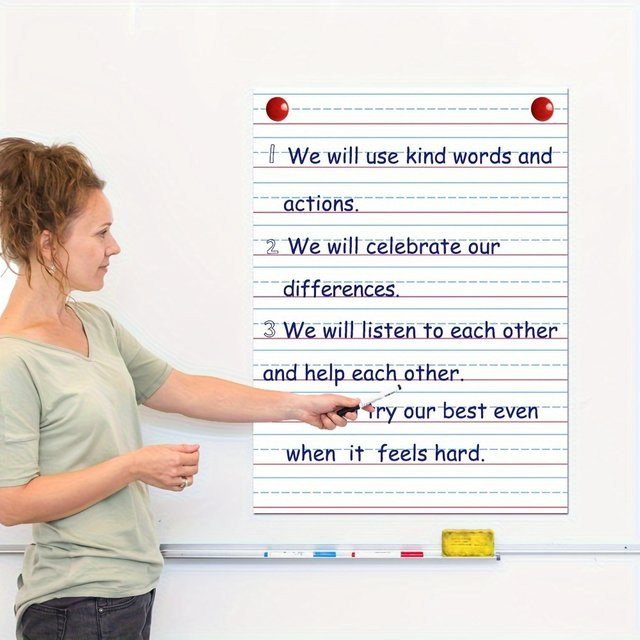 2-teiliges Whiteboard-Poster-Set in Weiß, wiederverwendbare trocken abwischbare Wandposter für Klassenzimmer, Büro und Zuhause, Breite: 50,8 cm, Höhe: 71,1 cm - Bild 1
