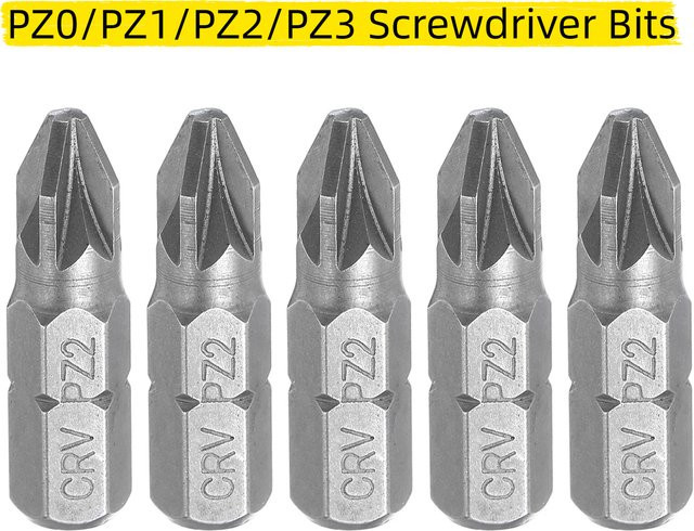 UXCELL Schraubendreher-Bits Set aus CR-V-Stahl in Silber, Phillips-Schlitzbohrer mit 1/4 Zoll Sechskantschaft und 1 Zoll Länge, PZ0/PZ1/PZ2/PZ3 - Bild 1