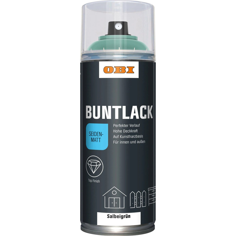 OBI Buntlack Spray Salbeigrün seidenmatt aus Synthetikharz für Holz, 400 ml - Bild 2