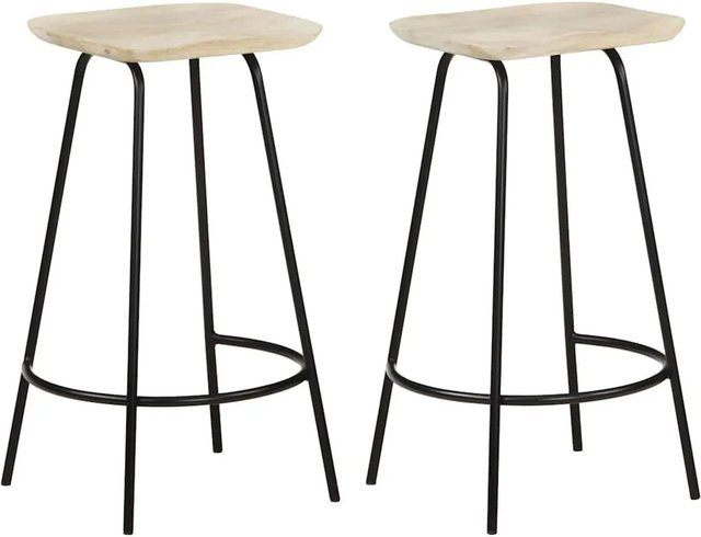 vidaXL Barhocker 2er Set aus Mango Massivholz und Metall im Industrial Design - Bild 1