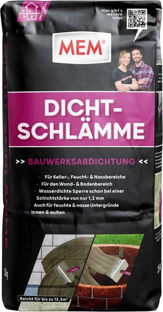 MEM Dichtschlämme auf Zementbasis, lösungsmittelfrei, Grau, 25 kg - Bild 1