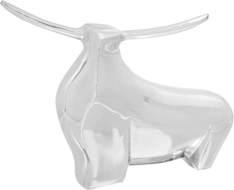 Vidaxl Stierskulptur aus Metall in Silber, moderne Tierdekoration, B/T/H: 44 x 37 x 17 cm - Bild 1