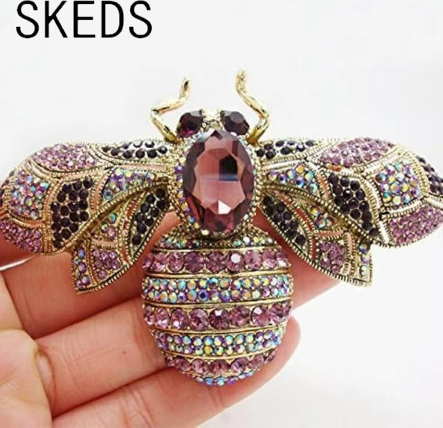 SKEDS Bienenbrosche Vintage, Kristall, Gold, Damen - Bild 1