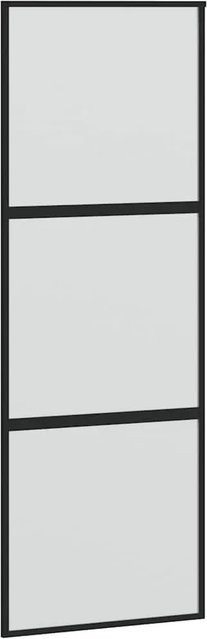 vidaXL Schiebetür aus Hartglas und Aluminium in Schwarz, B: 76 cm, H: 205 cm - Bild 1