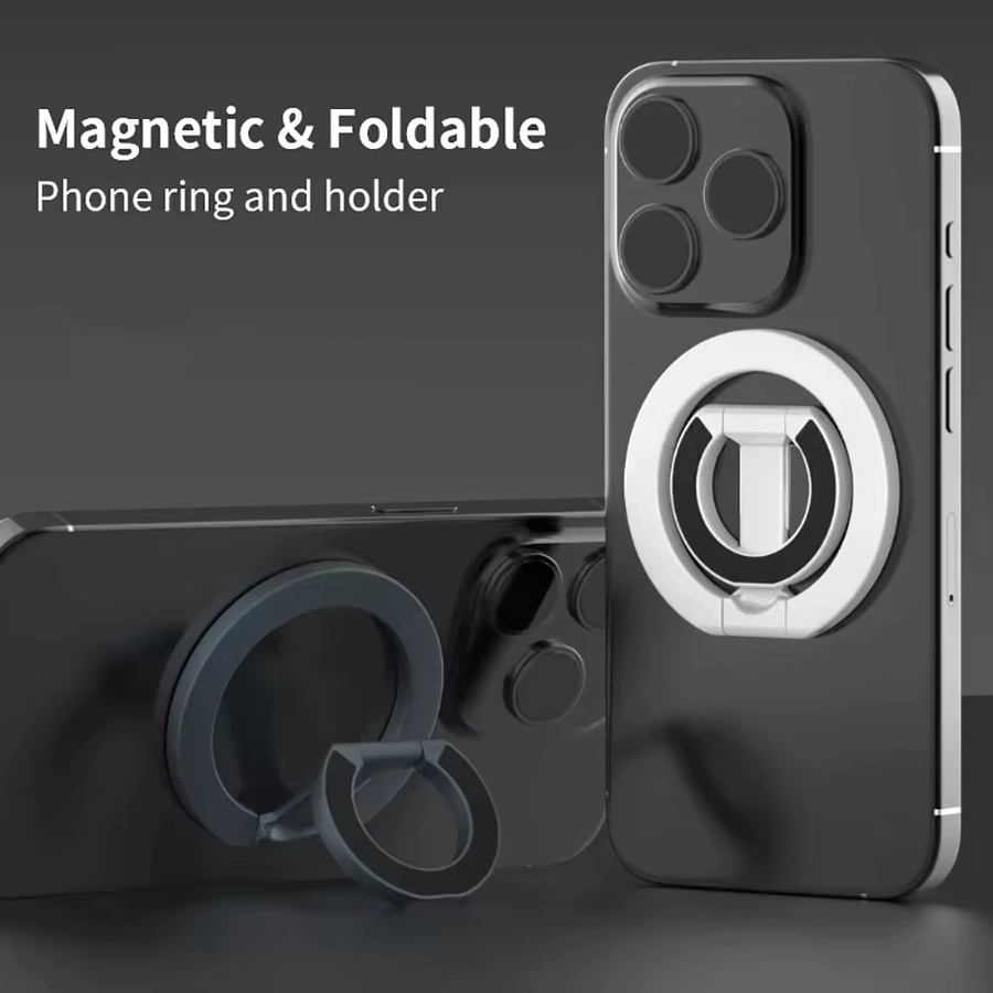 Kebidumei Magnetischer Telefonringhalter Doppelseitig, Tragbarer und Zusammenklappbarer Smartphone-Ständer und Autohalterung in Schwarz oder Lila - Bild 2