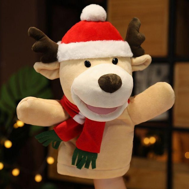 Weihnachtsmann Rentier Handpuppe, Plüschtier, 30cm, ab 3 Jahre - Bild 1